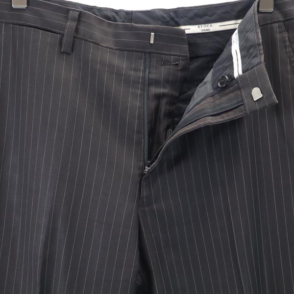 エポカウォモ ウール ストライプ スーツ 上下 セットアップ 48 グレー系 EPOCA UOMO テーラードジャケット ロングパンツ メンズ