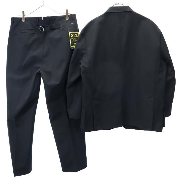 mellow people 未使用 メローピープル スーツ 上下 セットアップ L 黒 テーラードジャケット ロングパンツ メンズ