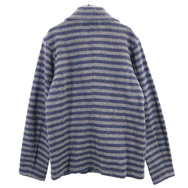 Jackman ジャックマン 日本製 ウールブレンド ボーダー柄 ジャケット M 紺×グレー系 メンズ