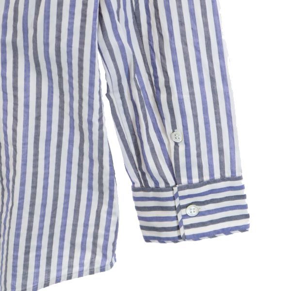 セオリー ストライプ 長袖 シャツ S グレー×ブルー theory レディース