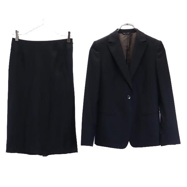UNITED ARROWS ユナイテッドアローズ 日本製 スカートスーツ 上下 セットアップ 36 ブラック系 サイドジップ レディース