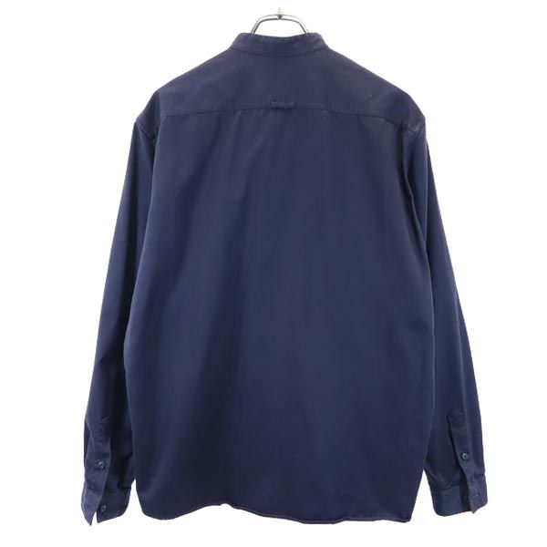 COVERT コーベルト イタリア製 長袖 バンドカラー シャツ L 紺系 メンズ
