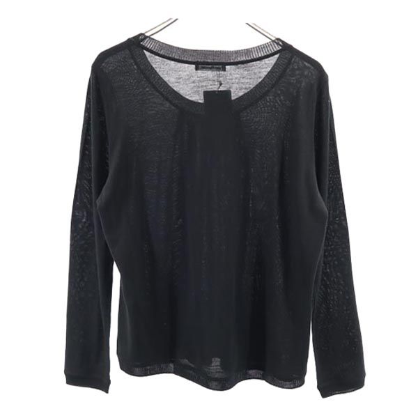 未使用 NEWYORKER ニューヨーカー ウール 長袖 セーター 15(76) 黒 ビッグサイズ ウォッシャブル ニット レディース