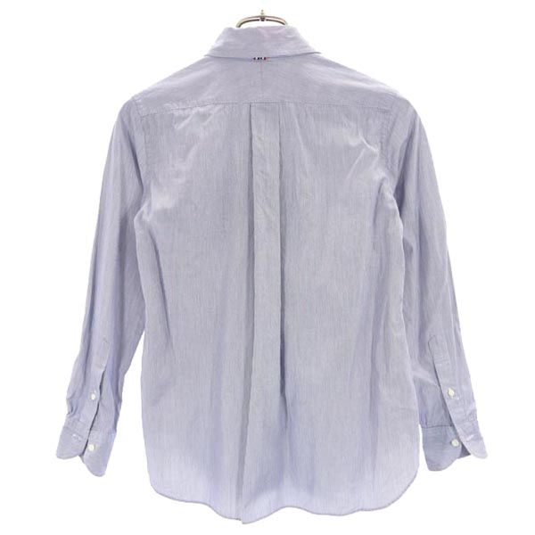 イネド ストライプ柄 長袖 丸襟 シャツ 7 ネイビー系 INED レディース