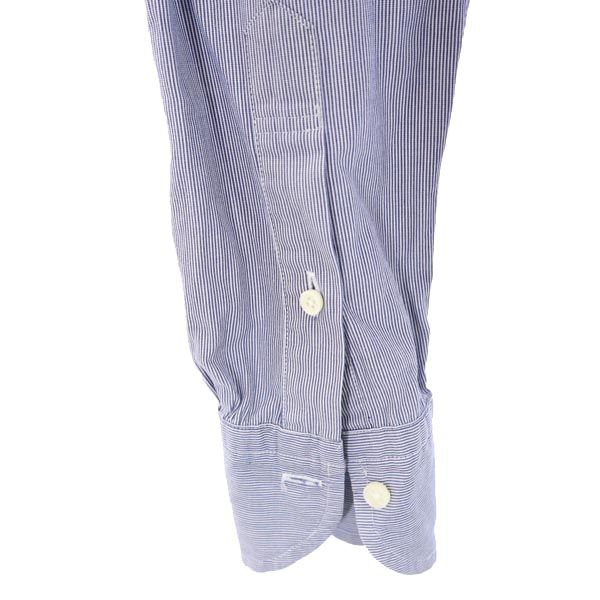 イネド ストライプ柄 長袖 丸襟 シャツ 7 ネイビー系 INED レディース