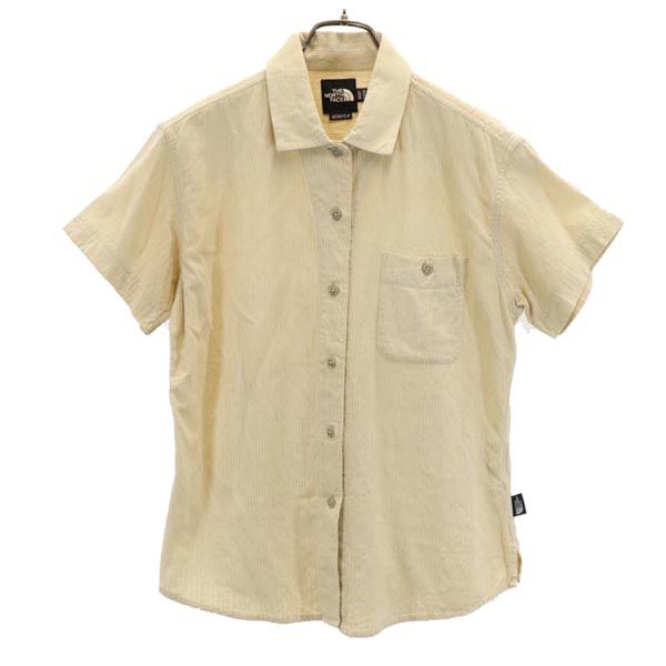 ノースフェイス NTW-4421 ストライプ柄 半袖 シャツ M ベージュ系 THE NORTH FACE アウトドア レディース