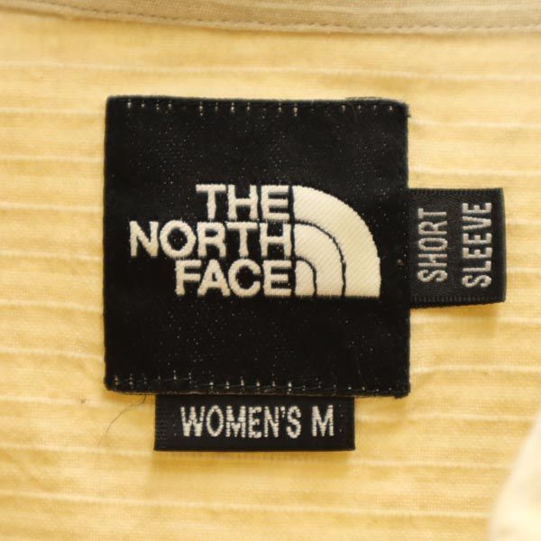 ノースフェイス NTW-4421 ストライプ柄 半袖 シャツ M ベージュ系 THE NORTH FACE アウトドア レディース