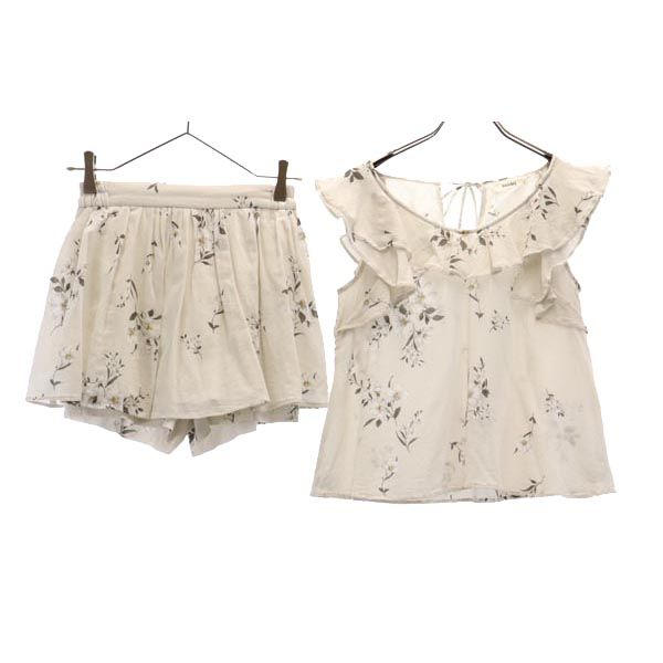 スナイデル 花柄 ノースリーブ スプリングフラワーコットン カットソー 上下 セットアップ F グレー系 SNIDEL スカート レディース