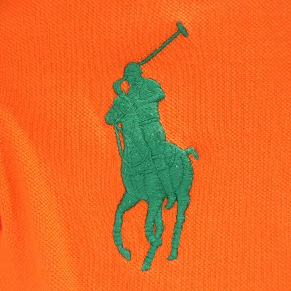 ポロラルフローレン ビックポニー 半袖 ポロシャツ S オレンジ POLO RALPH LAUREN 鹿の子 レディース