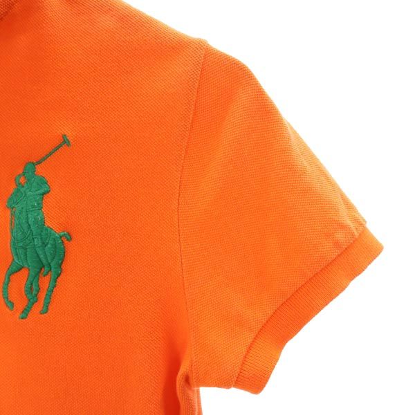 ポロラルフローレン ビックポニー 半袖 ポロシャツ S オレンジ POLO RALPH LAUREN 鹿の子 レディース