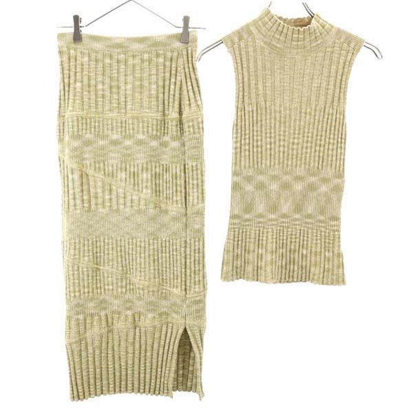 SNIDEL スナイデル ノースリーブ ニット 上下 セットアップ F カーキ ニットスカート レディース