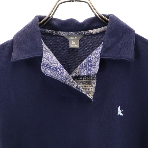 エディーバウアー 半袖 ポロシャツ S ネイビー系 Eddie Bauer 鹿の子 レディース