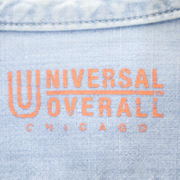 ユニバーサルオーバーオール 長袖 バンドカラー デニムシャツ M ブルー UNIVERSAL OVERALL メンズ