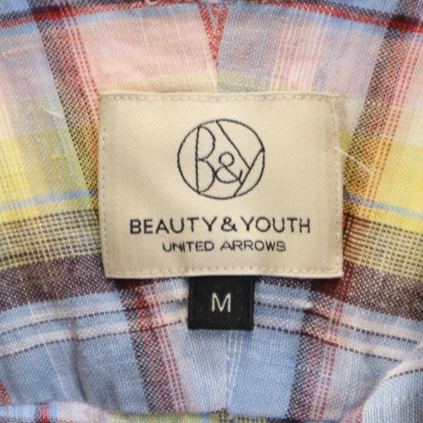 ビューティーアンドユース ユナイテッドアローズ リネン 半袖 ボタンダウンシャツ M レッド系 BEAUTY＆YOUTH UNITED ARROWS メンズ