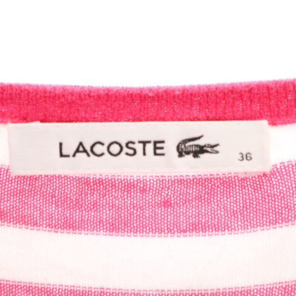 ラコステ ボーダー 長袖 ワンピース 36 ピンク系 LACOSTE レディース