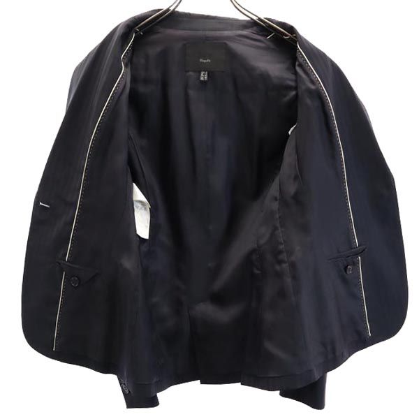 iCB アイシービー ウールブレンド ストライプ柄 スカートスーツ 上下 セットアップ 7 ネイビー系 テーラードジャケット レディース