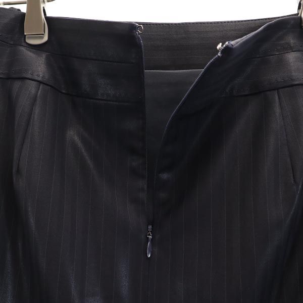 iCB アイシービー ウールブレンド ストライプ柄 スカートスーツ 上下 セットアップ 7 ネイビー系 テーラードジャケット レディース