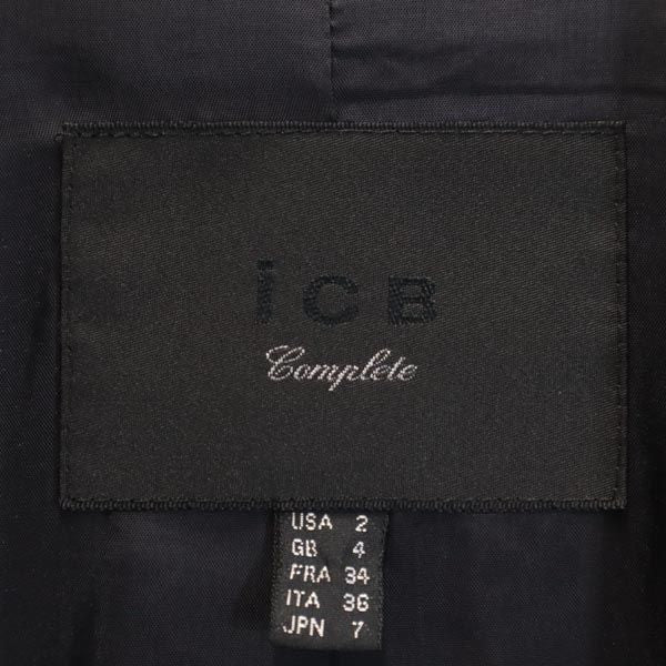 iCB アイシービー ウールブレンド ストライプ柄 スカートスーツ 上下 セットアップ 7 ネイビー系 テーラードジャケット レディース