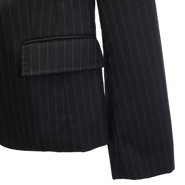 FACADE GREEN ファザードグリーン ストライプ柄 スカートスーツ 上下 セットアップ 36 黒 テーラードジャケット レディース