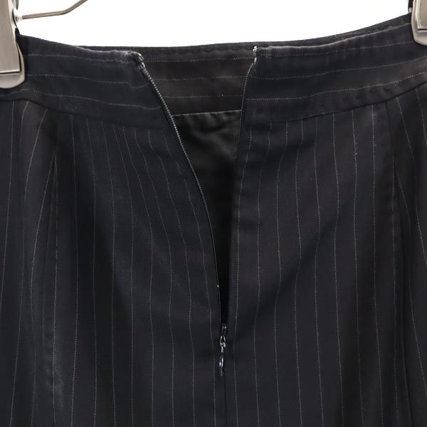 FACADE GREEN ファザードグリーン ストライプ柄 スカートスーツ 上下 セットアップ 36 黒 テーラードジャケット レディース