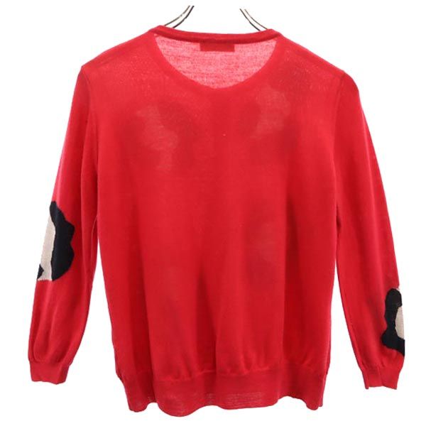 MOSCHINO モスキーノ ウール 7分袖 ニット カーディガン USA8 赤系 レディース