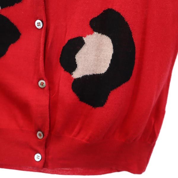 MOSCHINO モスキーノ ウール 7分袖 ニット カーディガン USA8 赤系 レディース