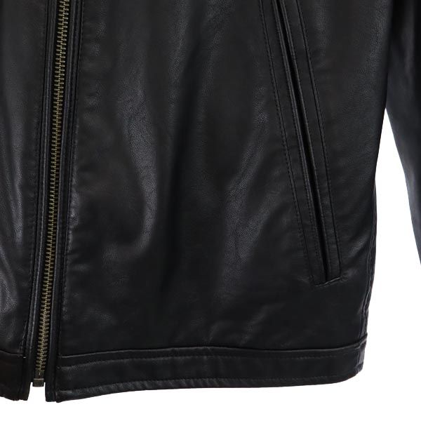 nano universe ナノユニバース フェイクレザー ジャケット S ブラック 薄中綿入 メンズ