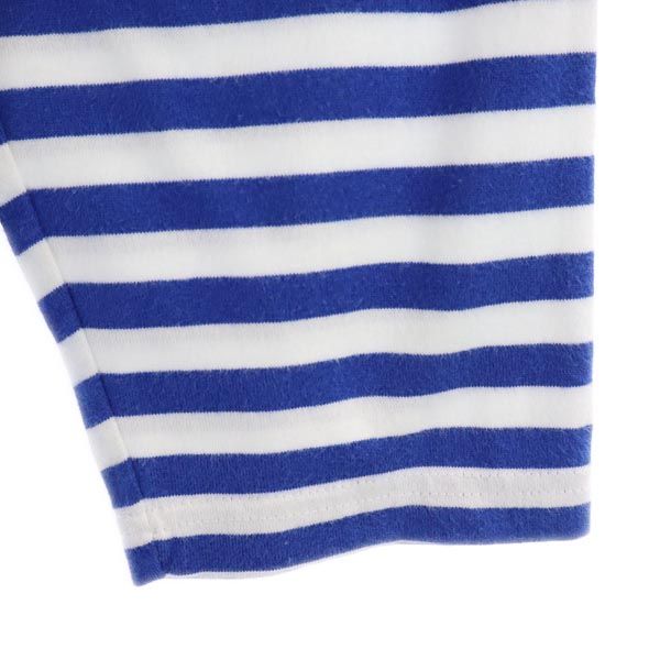 marimekko マリメッコ ボーダー柄 長袖 ワンピース 160 白_ブルー キッズ