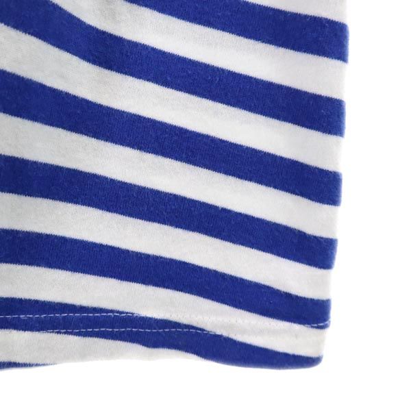 marimekko マリメッコ ボーダー柄 長袖 ワンピース 160 白_ブルー キッズ