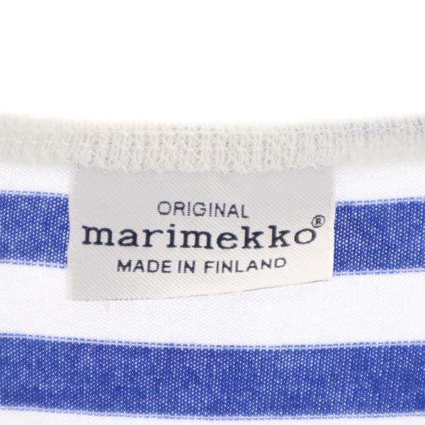 マリメッコ ボーダー柄 長袖 ワンピース 160 白_ブルー marimekko キッズ