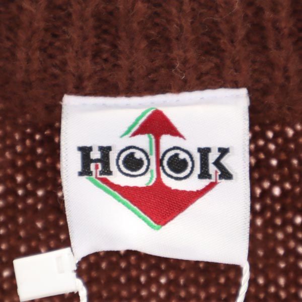 未使用 フック 長袖 コットン セーター L ブラウン系 HOOK ニット メンズ