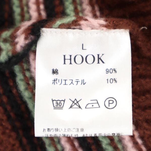 未使用 フック 長袖 コットン セーター L ブラウン系 HOOK ニット メンズ