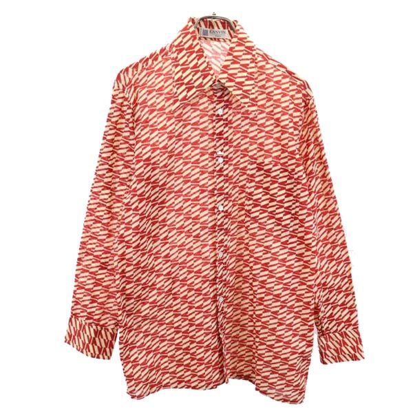 LANVIN ランバン 総柄 長袖 シャツ 4 レッド系 メンズ