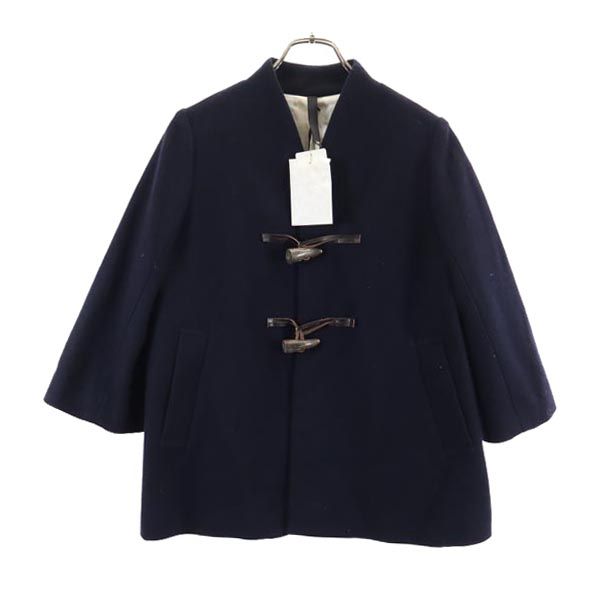 未使用 fairnark フェアナーク 日本製 ウールブレンド 7分袖 ノーカラージャケット 1 ネイビー系 レディース