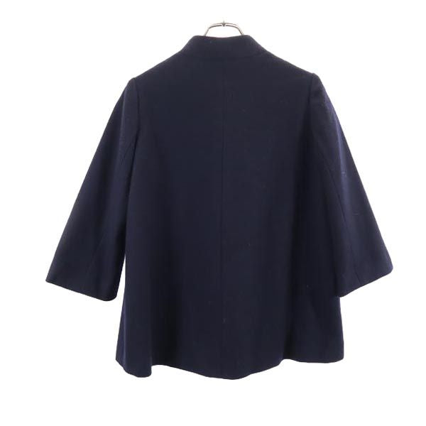 未使用 fairnark フェアナーク 日本製 ウールブレンド 7分袖 ノーカラージャケット 1 ネイビー系 レディース