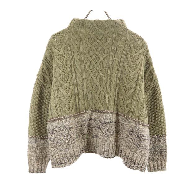 未使用 FUGA FUGA フーガフーガ 日本製 長袖 ウールブレンド セーター F カーキ系 ニット タグ付き レディース