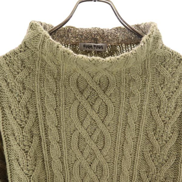 未使用 FUGA FUGA フーガフーガ 日本製 長袖 ウールブレンド セーター F カーキ系 ニット タグ付き レディース