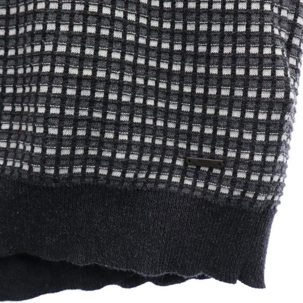 HUGO BOSS ヒューゴボス カシミヤブレンド 長袖 セーター M ブラック×ホワイト ニット メンズ