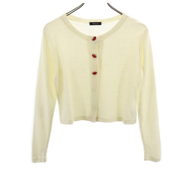 ミルク 日本製 長袖 ショート丈 ニット カーディガン ホワイト MILK レディース