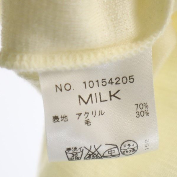 ミルク 日本製 長袖 ショート丈 ニット カーディガン ホワイト MILK レディース