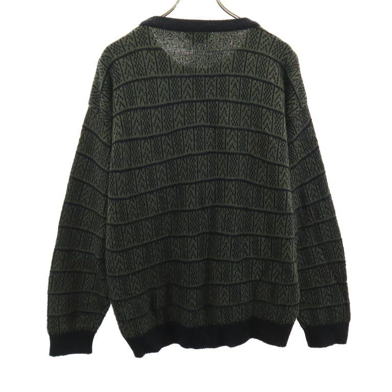 ジャンセン 総柄 長袖 セーター L グリーン系 Jantzen 薄手 ニット メンズ
