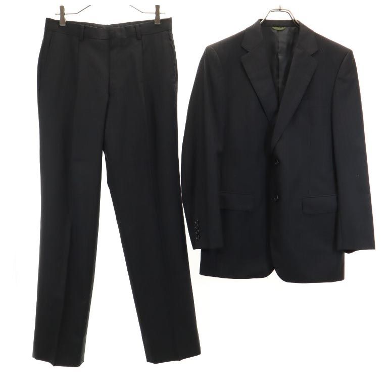 Durban ダーバン 日本製 ウール ストライプ柄 スーツ 上下 セットアップ 上94A6/下92A5 黒 メンズ