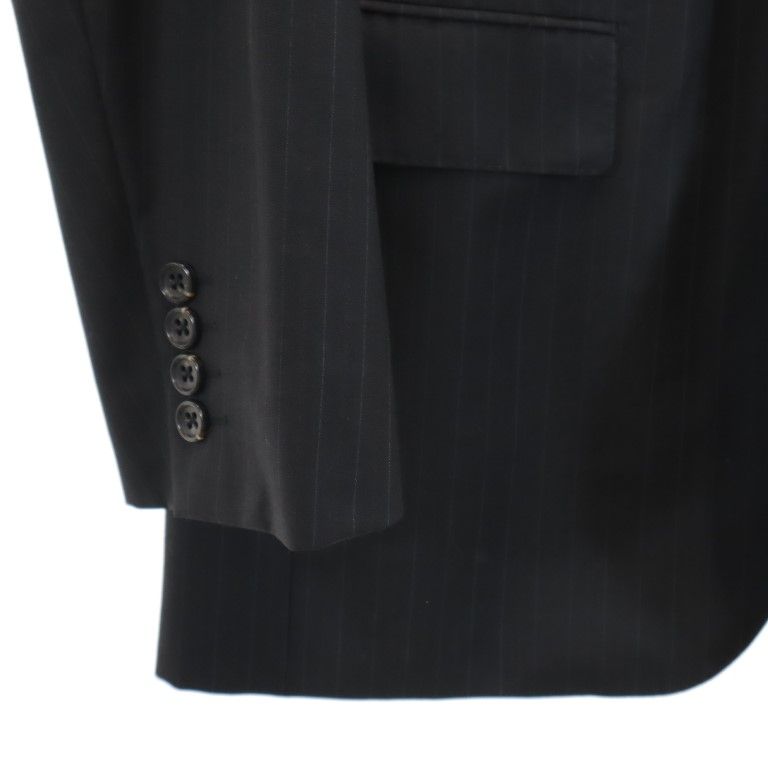 Durban ダーバン 日本製 ウール ストライプ柄 スーツ 上下 セットアップ 上94A6/下92A5 黒 メンズ