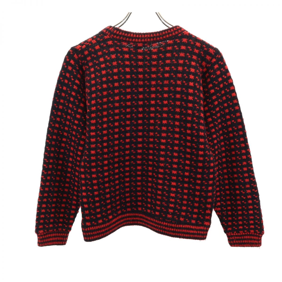 DEVOLD 80s ヴィンテージ 総柄 長袖 セーター 46 ブラック系 ニット レディース