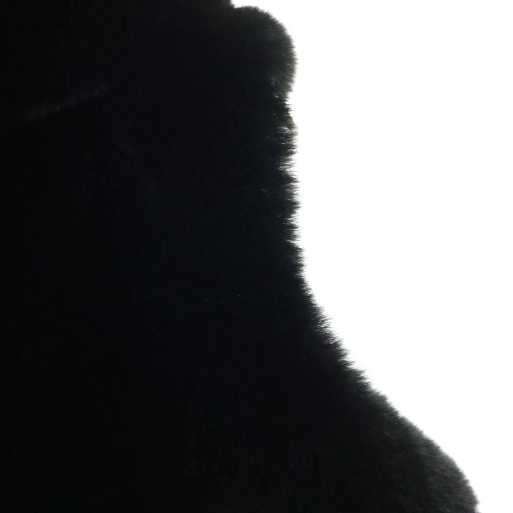 未使用 ミュエルシック フェイクファー 中綿 ベスト F ブラック Muel Chic フード タグ付き レディース