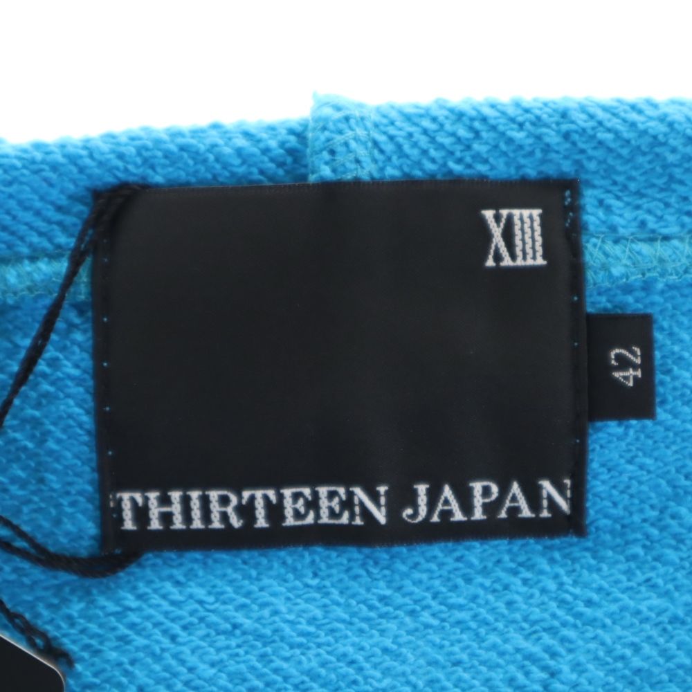 未使用 THIRTEENJAPAN サーティンジャパン 和柄 長袖 スウェット ジップパーカー 42 ブルー系 メンズ