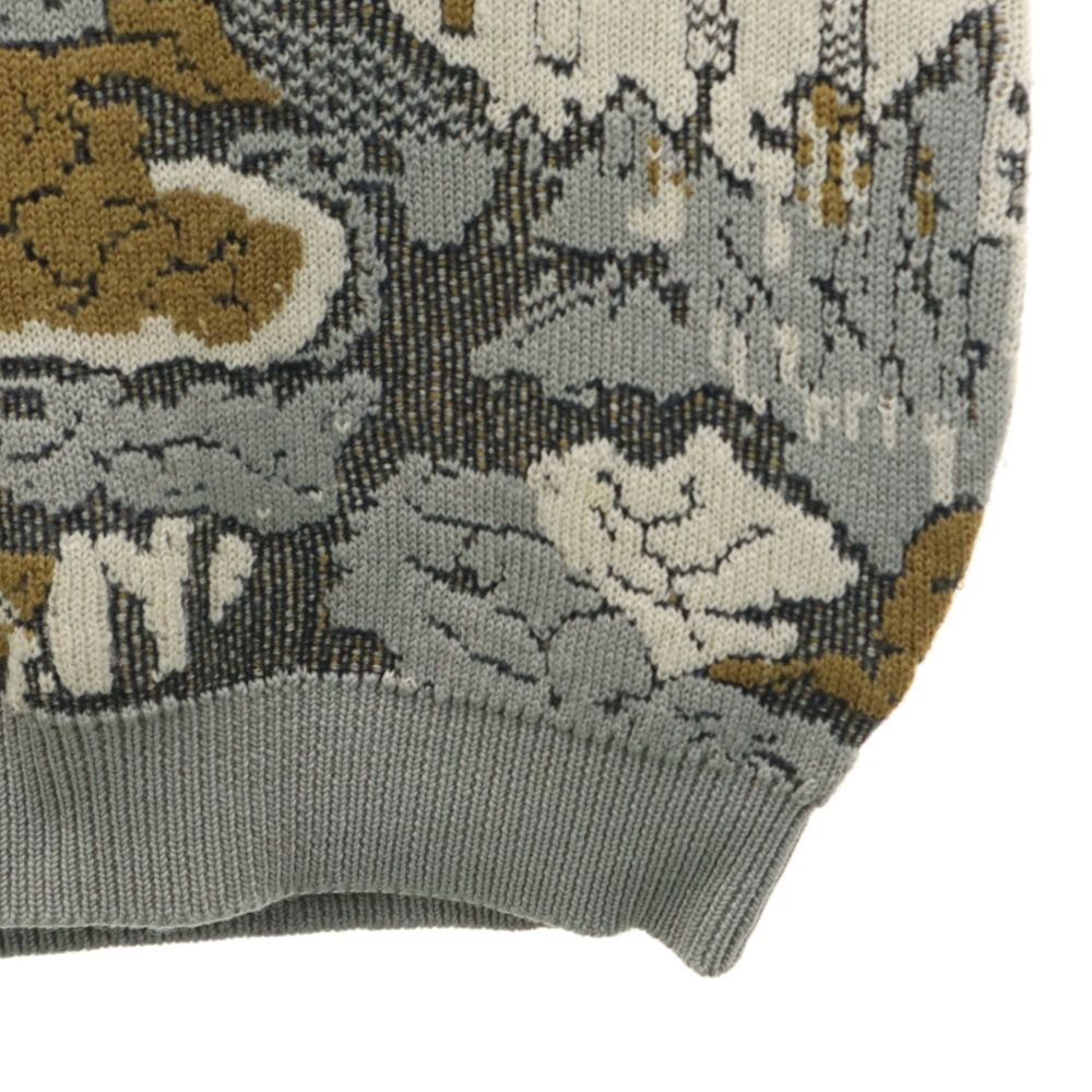 ドゥマンクレール ウールブレンド 総柄 長袖 セーター M グレー系 DEMAIN CLAIR ニット メンズ