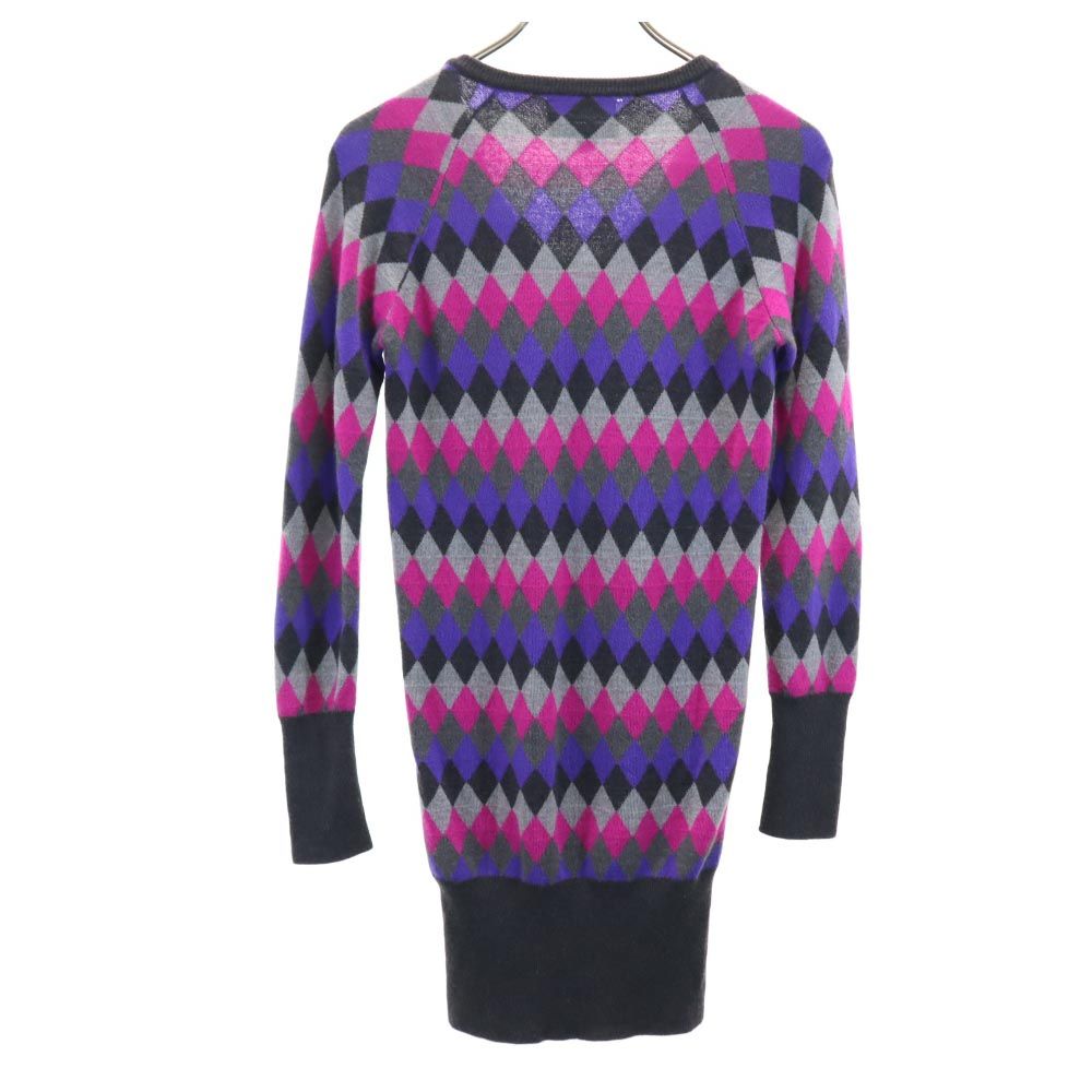 FRED PERRY フレッドペリー ウール 長袖 Vネック セーター USA6 グレー系 ニットワンピース レディース