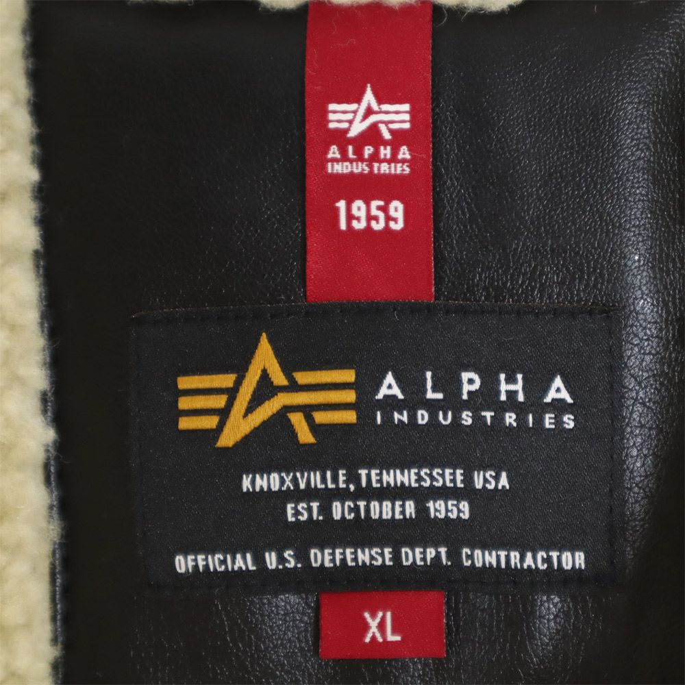 アルファインダストリーズ B3 フェイク ムートンジャケット XL ブラック ALPHA INDUSTRIES INC ボア メンズ