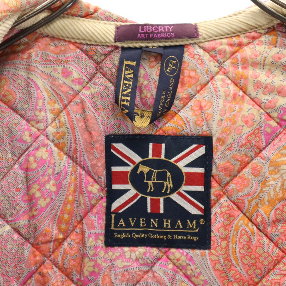 LAVENHAM ラベンハム 英国製 キルティングジャケット 36 ベージュ系 薄中綿入 レディース